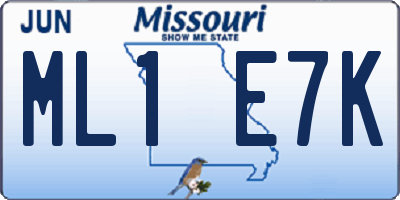 MO license plate ML1E7K