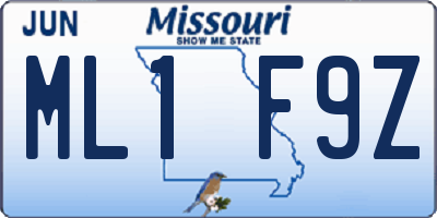 MO license plate ML1F9Z