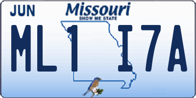 MO license plate ML1I7A