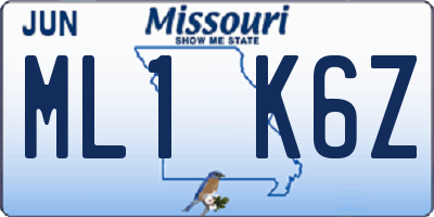 MO license plate ML1K6Z