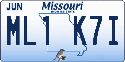 MO license plate ML1K7I