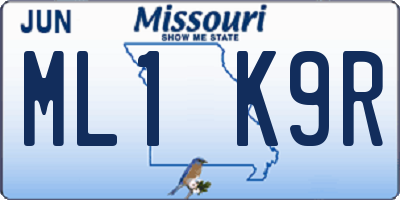 MO license plate ML1K9R