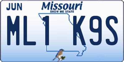 MO license plate ML1K9S