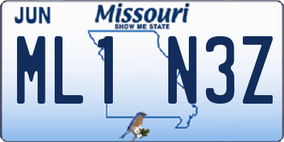 MO license plate ML1N3Z