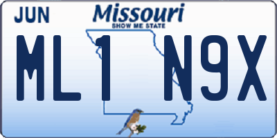 MO license plate ML1N9X