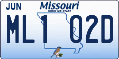 MO license plate ML1O2D