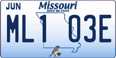MO license plate ML1O3E