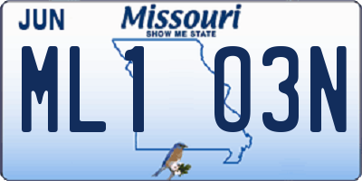 MO license plate ML1O3N