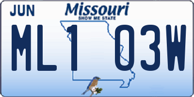 MO license plate ML1O3W