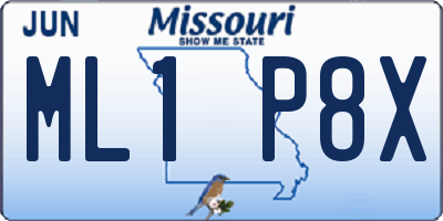 MO license plate ML1P8X