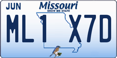 MO license plate ML1X7D