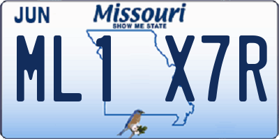MO license plate ML1X7R