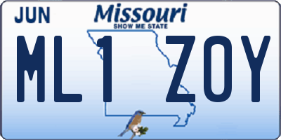 MO license plate ML1Z0Y