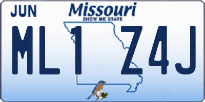 MO license plate ML1Z4J
