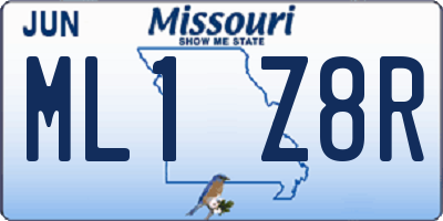 MO license plate ML1Z8R