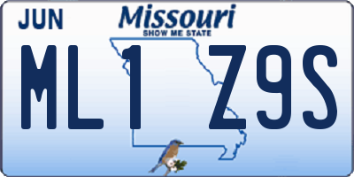 MO license plate ML1Z9S
