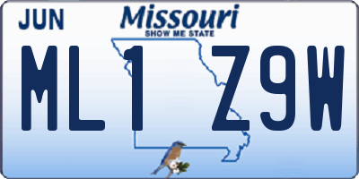 MO license plate ML1Z9W
