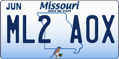 MO license plate ML2A0X