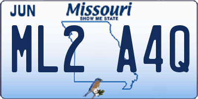 MO license plate ML2A4Q