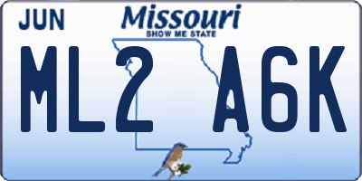 MO license plate ML2A6K