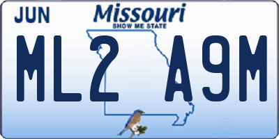 MO license plate ML2A9M