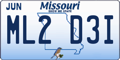 MO license plate ML2D3I