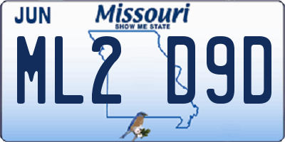 MO license plate ML2D9D