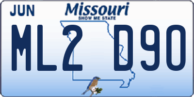 MO license plate ML2D9O