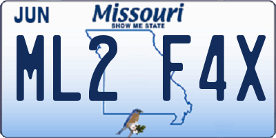 MO license plate ML2F4X