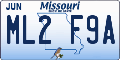 MO license plate ML2F9A