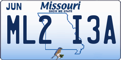 MO license plate ML2I3A