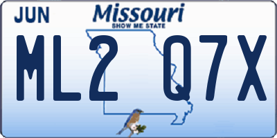 MO license plate ML2Q7X