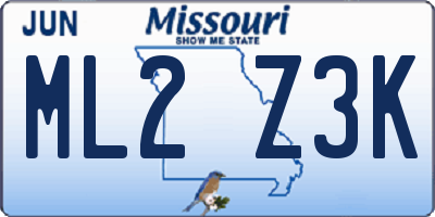 MO license plate ML2Z3K