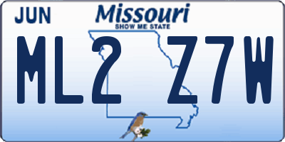 MO license plate ML2Z7W