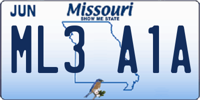 MO license plate ML3A1A
