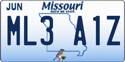 MO license plate ML3A1Z