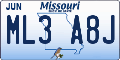 MO license plate ML3A8J