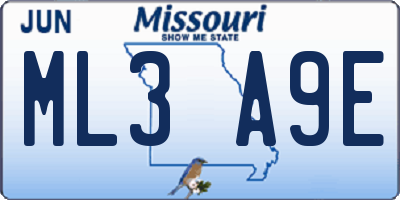 MO license plate ML3A9E