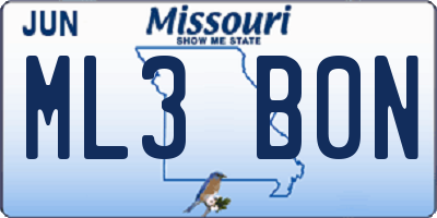 MO license plate ML3B0N
