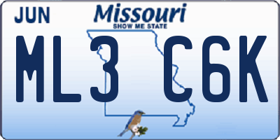 MO license plate ML3C6K