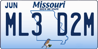 MO license plate ML3D2M