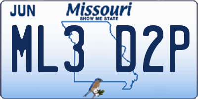MO license plate ML3D2P