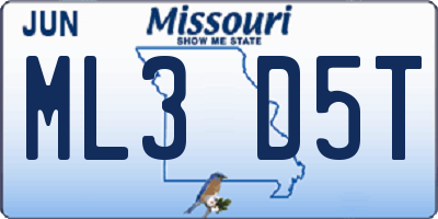 MO license plate ML3D5T