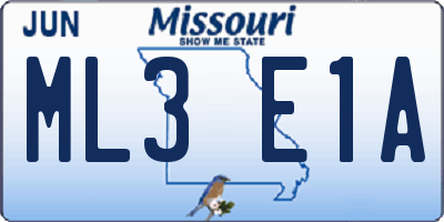 MO license plate ML3E1A