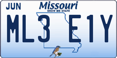 MO license plate ML3E1Y