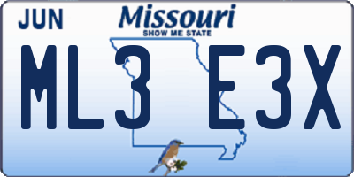 MO license plate ML3E3X