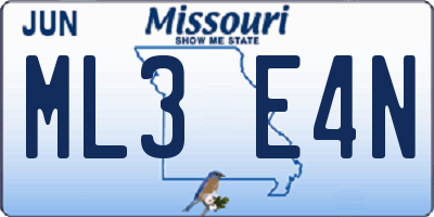 MO license plate ML3E4N
