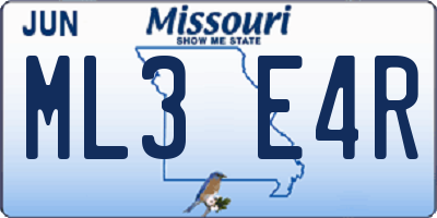 MO license plate ML3E4R