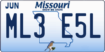 MO license plate ML3E5L