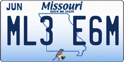 MO license plate ML3E6M